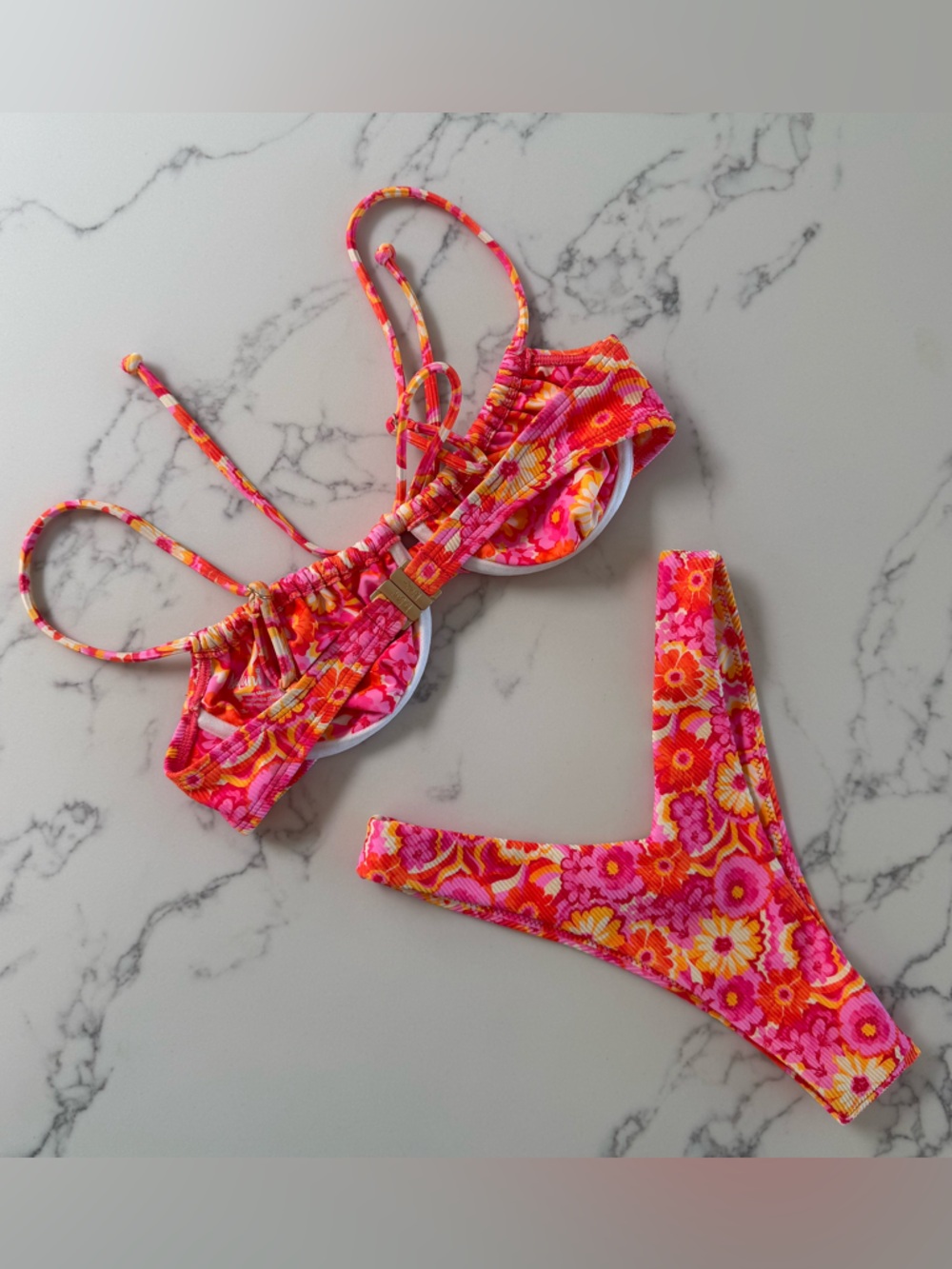 Kulani Kinis Ruched Underwire Top & Y Cheeky Bottom SET - Sugar Rush - Size S - Picture 4 of 7